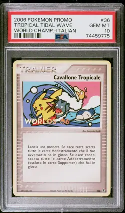 2006 POKEMON WORLD CHAMPIONSHIPS PROMO ITALIAN #36 TROPICAL TIDAL WAVE PSA 10 - Image 1