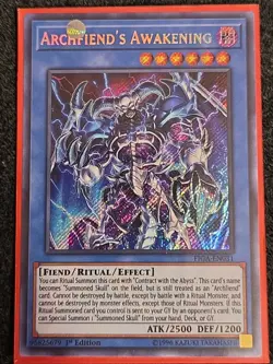 1x (NM) Archfiend's Awakening - FIGA-EN031 - Secret Rare - 1st Edition YuGiOh - Image 1