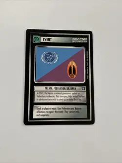 Star Trek CCG Event Treaty: Federation/Bajoran Black Boarder Card - Image 1