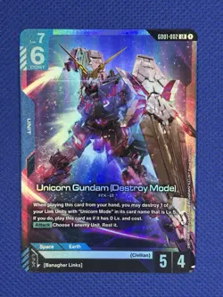 Unicorn Gundam (Destroy Mode) (002) LR Newtype Rising (GD01) Gundam Card Game - Image 4