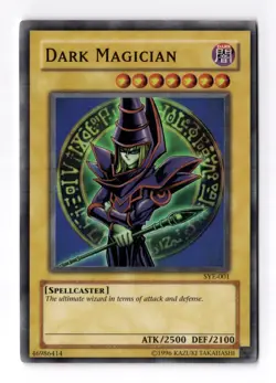 Dark Magician SYE-001 Unlimited Super Rare Holo Foil Vintage YuGiOh Card LP/NM - Image 1