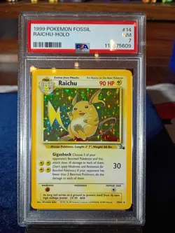 1999 Pokemon Fossil Raichu Holo 14/62 PSA 7 NM - Image 1