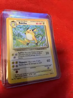 Pokemon Base Set "Raichu" 14/102 / Holo Rare / Moderately Played - Image 3