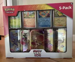 Pokemon TCG Scarlet & Violet 151 5-pack Mini Tin Bundle (Costco Bundle) SEALED - Image 1