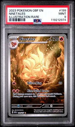 Pokemon - OBF EN-Obsidian Flames Ninetales Illustration Rare 199 2023 PSA 9 - Image 1