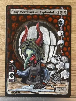 Gray Merchant of Asphodel , ALTERED Hand-Painted MTG Card. 1 of 1 - Image 1