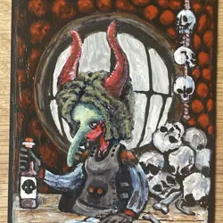 Gray Merchant of Asphodel , ALTERED Hand-Painted MTG Card. 1 of 1 - Image 2