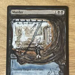 Murder, ALTERED Hand-Painted MTG Card. 1 of 1 signed painting by AXI - Image 2