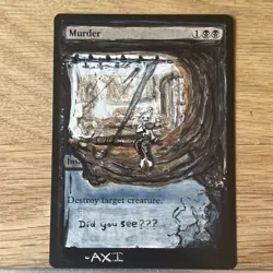 Murder, ALTERED Hand-Painted MTG Card. 1 of 1 signed painting by AXI - Image 4