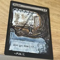 Murder, ALTERED Hand-Painted MTG Card. 1 of 1 signed painting by AXI - Image 5