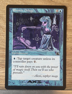 Rhystic Deluge, ALTERED Hand-Painted MTG Card. 1 of 1 signed painting by AXI - Image 1