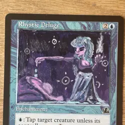 Rhystic Deluge, ALTERED Hand-Painted MTG Card. 1 of 1 signed painting by AXI - Image 3