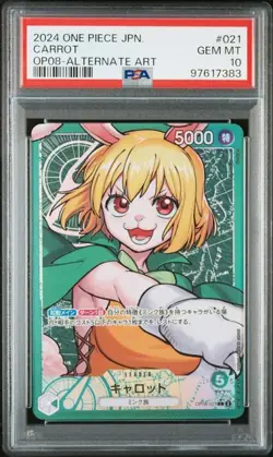 PSA 10 Carrot Leader Parallel OP08-021 ONE PIECE Card Game Japanese - Image 1