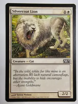MTG Magic The Gathering Silvercoat Lion Card M13 Set Creature Cat - Image 1