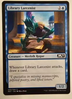 MTG Magic The Gathering Library Larcenist Creature Card M21 055/274 Merfolk Rogu - Image 1