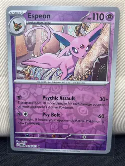 Espeon - 033/131 - Pokemon Prismatic Evolutions Reverse Holo Rare NM - Image 1