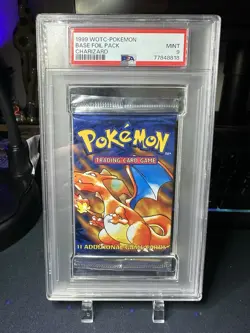 1999 WOTC Pokemon Base Set Booster Pack Charizard Art PSA 9 MINT - Image 1