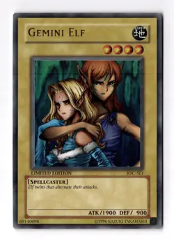 Gemini Elf IOC-SE1 Unlimited Super Rare Holo Vintage YuGiOh TCG Card LP/NM - Image 1