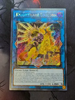 YuGiOh Knightmare Unicorn Alt Art Platinum Secret Rare 1st Ed RA01-EN043 - Image 1