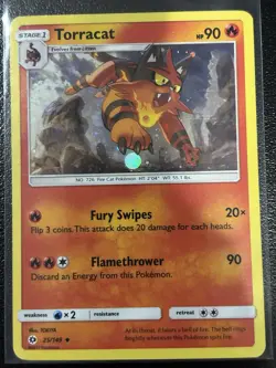 Torracat 25/149 Sun & Moon Cosmos Holo Rare Pokemon Card LP - Image 1