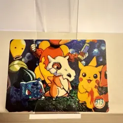 Vintage Pokemon Holo Prism Sticker Card #373 Pikachu Cubone / #375 Squirtle - Image 1