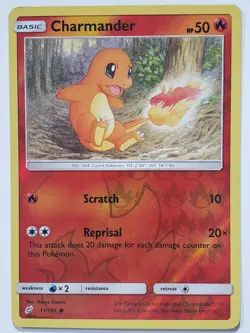 REVERSE HOLO Charmander 11/181 LP / VLP - Team Up Pokemon Card Naoyo Kimura Art - Image 1