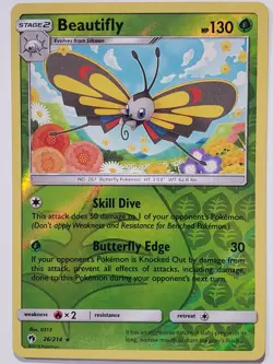 REVERSE HOLO Beautifly 26/214 VLP Lost Thunder Pokemon Card - 0313 Art - Image 1