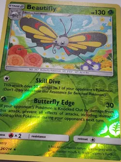 REVERSE HOLO Beautifly 26/214 VLP Lost Thunder Pokemon Card - 0313 Art - Image 2