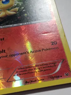 REVERSE HOLO Victini 13/108 LP - XY Roaring Skies Pokemon Card Kouki Saitou Art - Image 2