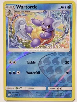 REVERSE HOLO Wartortle 24/181 VLP - Team Up Pokemon Card - Misa Tsutsui Art - Image 1