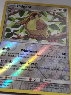 REVERSE HOLO Pidgeot 124/181 LP / VLP - Team Up Pokemon Card Akira Komayama Art - Image 2