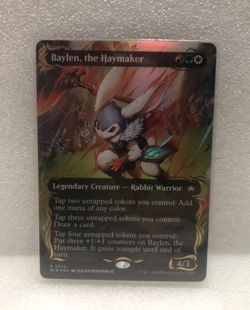 MTG Borderless Raised Foil by NM Baylen, the Haymaker Bloomburrow Magic Card - Image 1