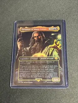 MTG Saruman of Many Colors *BORDERLESS FOIL* The Lord of the Rings 0412 NM - Image 1