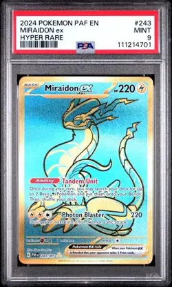 2024 POKEMON PAF EN-PALDEAN FATES HYPER RARE #243 MIRAIDON EX PSA 9 - Image 1