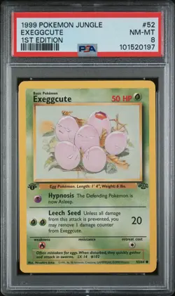 1999 POKEMON JUNGLE 1ST EDITION #52 EXEGGCUTE PSA 8 - Image 1