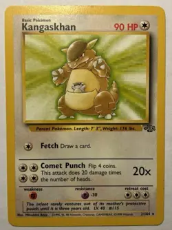 1999 Pokemon TCG Kangaskhan Jungle 21/64 Non Holo Rare Card Vintage WOTC LP - Image 1