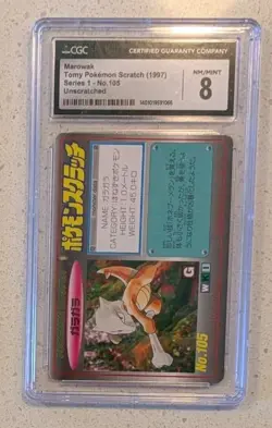 Marowak No. 105 Tomy Scratch Unscratched 1997 Pokemon Card - CGC 8 - Image 1