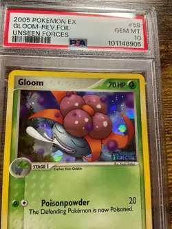POKEMON EX UNSEEN FORCES 58 GLOOM-REVERSE FOIL Stamped Inverted Error PSA 10 Gem - Image 2