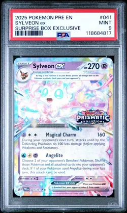 2025 POKEMON PRE EN-PRISMATIC EVOLUTIONS 041 SYLVEON EX SURPRISE BOX PSA 9 - Image 1