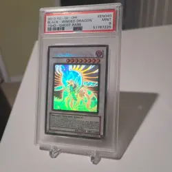 YUGIOH Black Winged Dragon Ghost Rare Unlimited TSHD-EN040 PSA 9 Misprint - Image 1