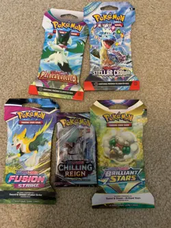 5 PACKS POKEMON SLEEVED BOOSTER CARD PACKS, FUSION STRIKE, Chilling reign READ - Image 1