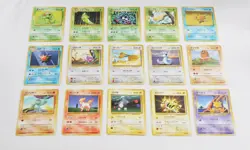 Pokemon 15 cards No Rarity Symbol Non Holo Dratini Abra etc Base Set Japanese - Image 1
