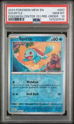 2023 Pokemon Mew en Squirtle Center 151 Pre-Order #007 PSA 10 Gem Mint - Image 1