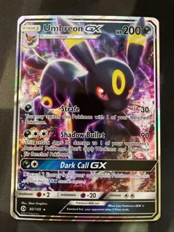Umbreon GX 80/149 Sm Base Set Holo Pokemon Card Dark Type Full Art - Image 1
