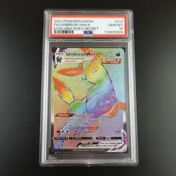 PSA 10 Umbreon Vmax 214/203 Pokemon Evolving Skies Rainbow Rare Graded Card - Image 1