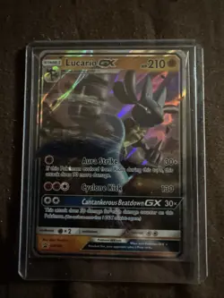 Pokemon Lucario GX SM100 Sun & Moon Black Star Promo Holo Card - Image 1