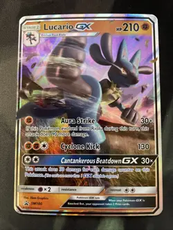 Lucario GX SM100 Holo Black Star Promo Pokemon Card 2018 Fighting Type - Image 1