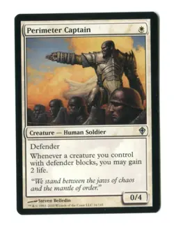 MTG Perimeter Captain Worldwake WWK Uncommon Blocking Walls Gain Life Unplayed - Image 1