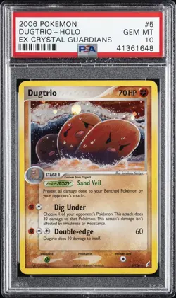 2006 POKEMON EX CRYSTAL GUARDIANS #5 DUGTRIO-HOLO PSA 10 - Image 1