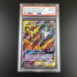 PSA 10 Moltres Zapdos Articuno SM210 Pokemon Hidden Fates Stained Glass Holo - Image 1